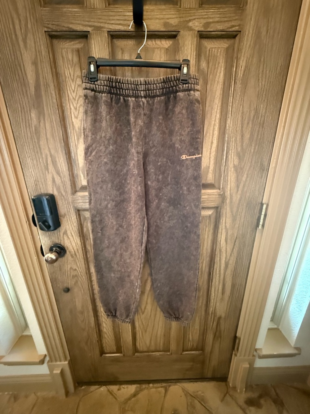 Trendy Champion Acid Wash Joggers Brown Mineral Wash Sweatpants Relaxed Fit sm